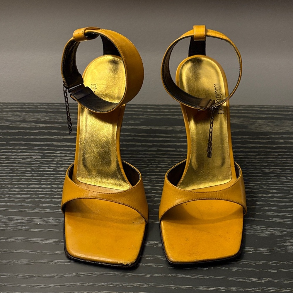 Roberto Cavalli Mustard Yellow Heels